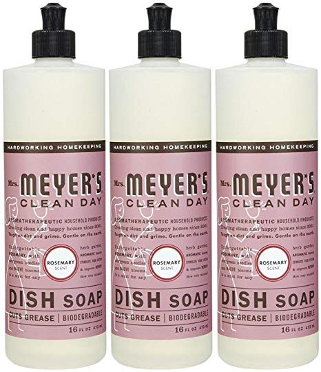 Mrs. Meyer's Clean Day Liquid Dish Soap, Rosemary, 16 Ounce Bottles, 3pk