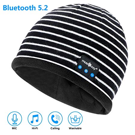 Bluetooth Beanie Hat, Wireless Bluetooth 5.2 Music Beanie Headphones for Women Men,Built-in HD Stereo Speakers & Microphone for Winter Fitness Outdoor Sports