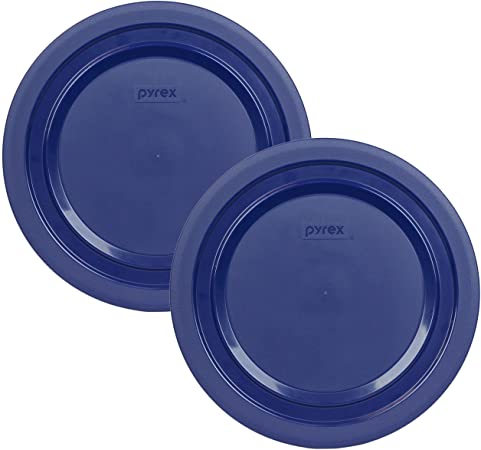 Pyrex 7404-PC 4.5 Quart Navy Blue Round Plastic Storage Lid - 2 Pack