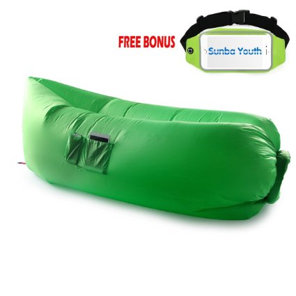 Outdoor Inflatable Lounger, SunbaYouth Nylon Fabric Beach Lounger Convenient Compression Air Bag Hangout Bean Bag Portable Dream Chair