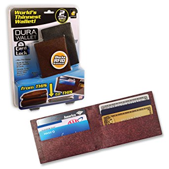 Dura Wallet Slim RFID Blocking Men's Style Wallet by BulbHead Includes One Brown Wallet Less Bulky Than a Standard Wallet