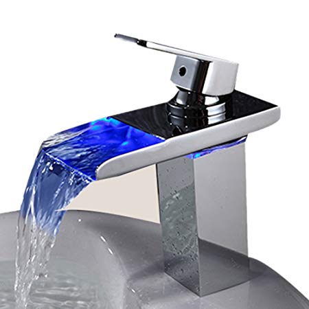 Bathroom Sink Faucet LED Light American Standard Centerset (Chrome finish, Single Handle One Hole)