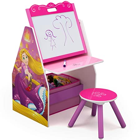 Delta Children Kids Easel and Play Station – Ideal for Arts & Crafts, Drawing, Homeschooling and More, Disney Princess