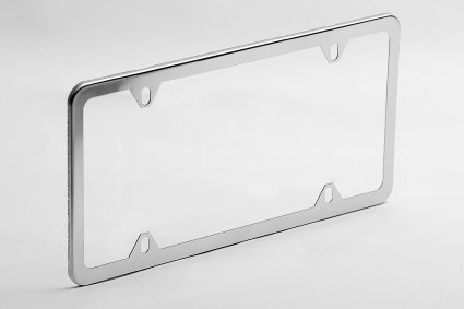 Polished Stainless Steel License Plate Frame | Highest Quality Material Mirror Finish Chrome Warranted for Life | No Rust Slim 4 Hole Cover w/Shiny SS Screws