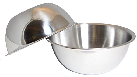 SET OF 2, Large 13-Quart Heavy-Duty Deep Stainless Steel Flat Base Mixing Bowl Bowls