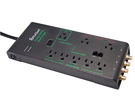 ProHT 8 Outlet Surge Protector Power Strip/ Extended Cord 6 ft (31002), 3600 Joules w/ 4 Coaxial /2 Phone Jack Connector. Smart Energy Saving Surge Protector. LED indicators, Black