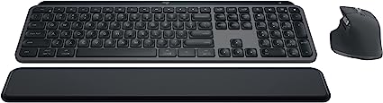 Logitech MX Keys S Combo - Performance Wireless Keyboard and Mouse with Palm Rest, Customizable Illumination, Fast Scrolling, Bluetooth, USB C, for Windows, Linux, Chrome, Mac