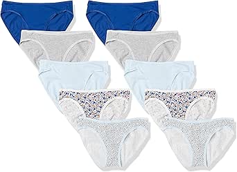 Amazon Essentials Women's Cotton Bikini Brief Underwear (Available in Plus Size), Multipacks