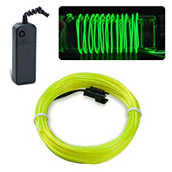 lychee EL Wire Neon Glowing Strobing Electroluminescent Light El Wire w/Battery Pack for Parties, Halloween Decoration (Green, 15ft)