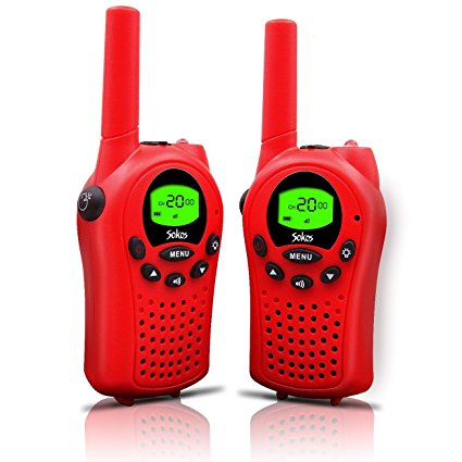 Walkie Talkies for Kids, 22 Channel Walkie Talkies 2 Way Radio 3 Miles (Up to 5Miles) FRS/GMRS Handheld Mini Walkie Talkies for Kids (Pai (Red)