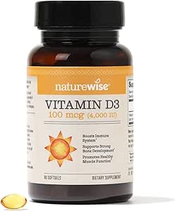 NatureWise Vitamin D3 4000iu (100 mcg) Healthy Muscle Function, and Immune Support, Non-GMO, Gluten Free in Cold-Pressed Olive Oil, Packaging Vary (Mini Softgel), 90 Count