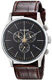 Nixon Mens Sentry Stainless Steel Chronograph Watch with Leather Band
