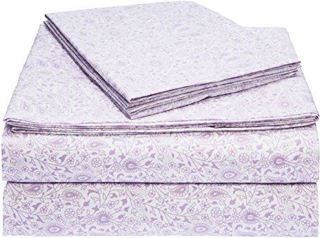 AmazonBasics Microfiber Sheet Set - Queen, Lavender Paisley