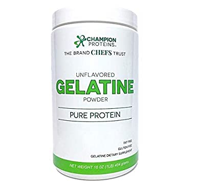 Unflavored Gelatin Powder, Gelatine Collagen Protein, Keto & Paleo Friendly, Gluten Free, All Natural, No Preservatives, Non-GMO, Champion Proteins Gelatine is PROUDLY MADE IN THE USA, 1/LB (16 oz)