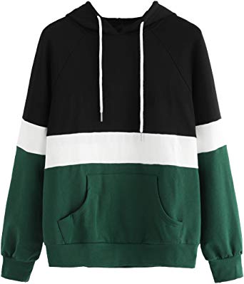 DIDK Colorblock Long Sleeve Drawstring Pullover Hoodie Sweatshirt