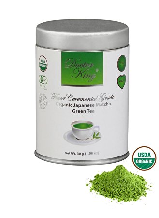 DOCTOR KING Finest Ceremonial Grade Organic Japanese Matcha Green Tea - Top Grade: Ceremonial Grade A - Net Weight 30 g (1.06 oz) - First Harvest Matcha