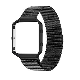 Fitbit Blaze Accessory Band,Small (5.5-6.7 in),Oitom Frame Housing Milanese loop Stainless Steel Band for Fitbit Blaze Smart Fitness Watch (Black)
