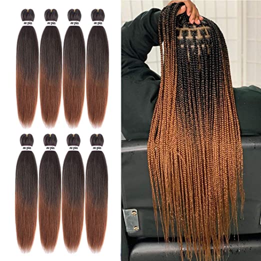 Pre Stretched Braiding Hair 26 Inch 8 Packs Professional Soft Yaki braiding Hair For Braids Hot Water Setting Synthetic Crochet Hair Extensions (26 Inch (Pack of 8), 1b/30)