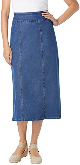 Woman Within Women's Plus Size Pull-On Denim Skirt