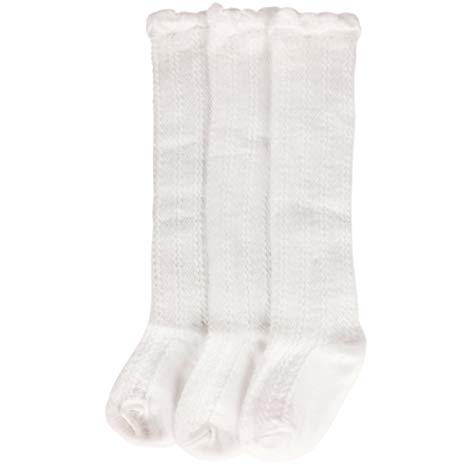 Jastore 5 Pairs/3 Pairs Unisex Baby Girl Boy Lace Stocking Knit Knee High Cotton Socks