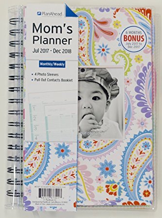 PlanAhead Mom's 18 Month Planner, July 2017 - December 2018, Assorted Colors