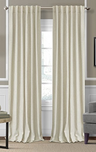 Elrene Home Fashions 026865900941 3-in-1 Blackout Energy Efficient Lined Linen Rod Pocket Window Curtain Drape Panel, 52" x 84", Ivory