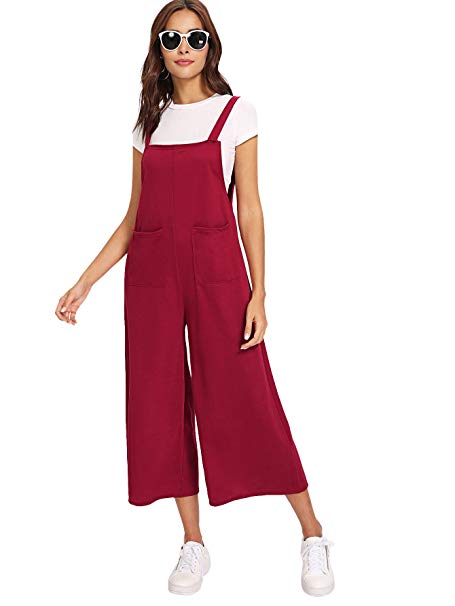 Romwe Women's Casual Loose Bib Baggy Overalls Jumpsuit Wide Leg Romper