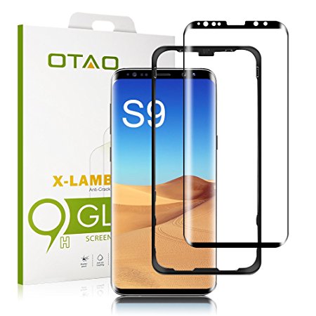 OTAO Galaxy S9 Screen Protector Tempered Glass, [Update Version] 3D Curved Dot Matrix [Full Screen Coverage] Samsung Galaxy S9 Screen Protector(5.8") with Installation Tray [Case Friendly]