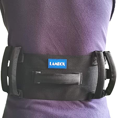 Transfer Walking Gait Belt with 7 Nylon Padded Handles-Medical Nursing Safety Gait Assist Device for Elderly, Seniors, Therapy (7 Soft Black Handles 60",Plastic Release Buckle)