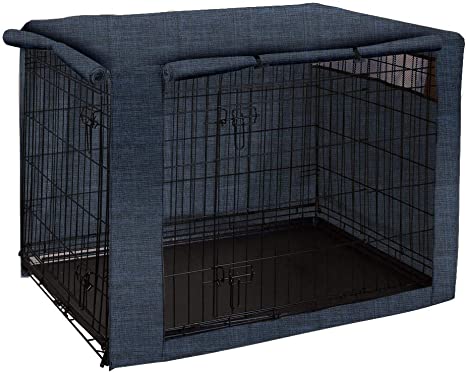 TUYU Dog Crate Cover, Dog Cage Cover, Durable Pet Kennel Cover, Perfect Two Entrance Dog Cage Cover for Wire Crate Indoor Outdoor Protection (Dark Blue, 31x20x21 inches)