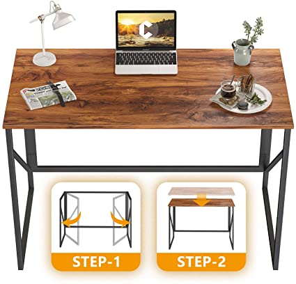 CubiCubi Computer Office Desk, Small Folding Writing Desk 39 Inch, Modern Simple Study Desk for Home Office Notebook Desk, Easy Assembly Dark Rustic