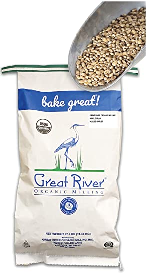 Great River Organic Milling, Whole Grain, Whole Hulled Barley, Organic, 25-Pounds (Pack of 1)