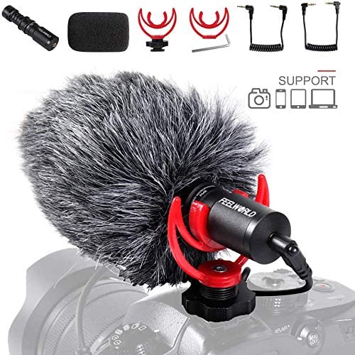 FEELWORLD FM8 Universal Video Microphone with Shock Mount for Camera Microphone Phone Mic with dust and Noise Reduction Accessories