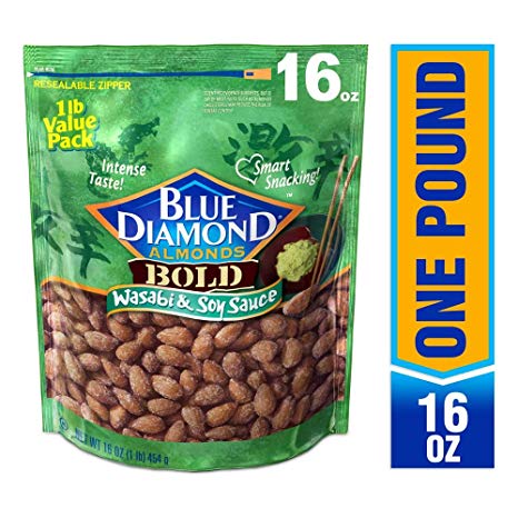 Blue Diamond Almonds, Bold Wasabi & Soy Sauce, 16 Ounce