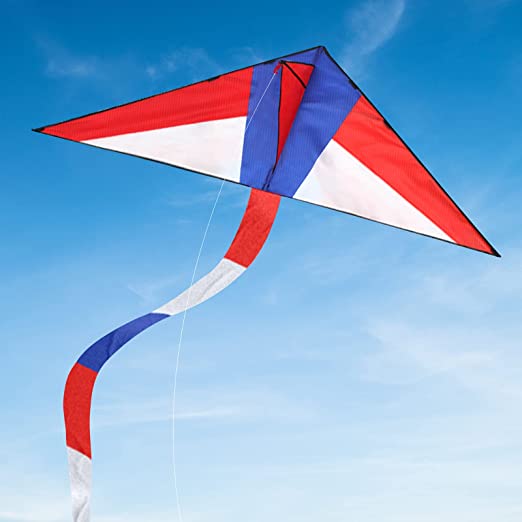 TECBOSS Large Delta Kite for Kids & Adults, Super Easy to Fly Kite with 1 Ribbon and 328ft Kite String, Best Kite for Beginner