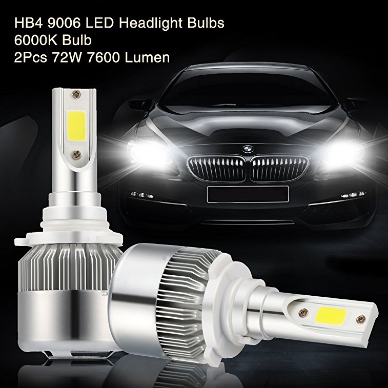 9006 HB4 LED Headlight Bulbs Kohree All-in-One Conversion Kit, 2Pcs 72W 7600 Lumen (6000K Cool White)