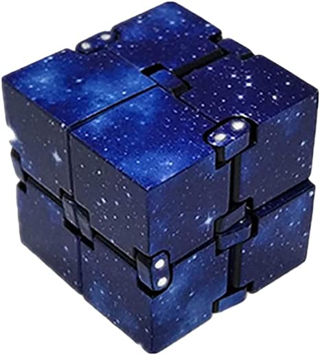 NSSTAR Infinity Cube Galaxy,Mini ABS Infinity Cube for Stress Relief Fidget Anti Anxiety Stress for Kids Adult EDC Toy (Blue)