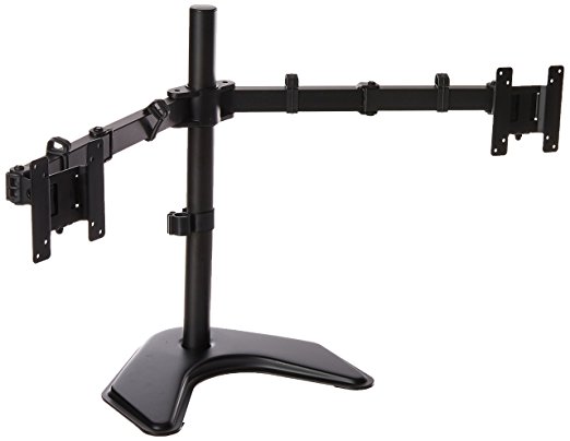 MonMount Dual LCD Free Standing Monitor Mount for Up to 24" Displays (LCD-6460B-ECO), Black