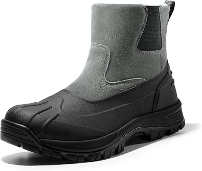 NORTIV 8 Mens Slip on Winter Waterproof Rain Boot for Outdoor