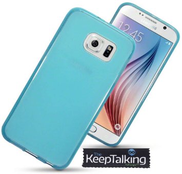 Samsung Galaxy S6 Case - Silicone Gel Cover Blue Transparent Protective Bumper Shockproof TPU and 2 Screen Protectors The Keep Talking Shop
