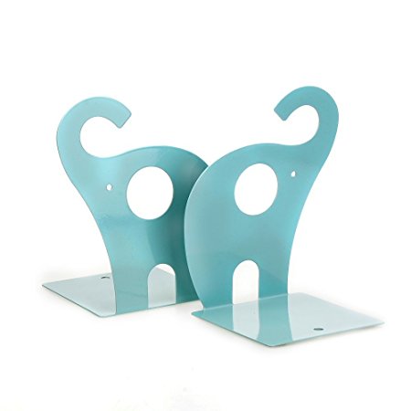 Outop 1pair Cute Elephant Nonskid Bookends Art Bookend (Blue)