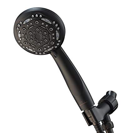 Couradric Handheld Shower Head, 7 Function High Pressure Shower Head with Brass Swivel Ball Bracket and Extra Long Stainless Steel Hose, Oil-Rubbed Bronze, 4"
