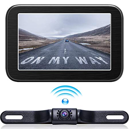 Wireless Backup Camera with Monitor System 5'' LCD Wireless Monitor Rearview Revering Rear View Back up Camera for Backing Parking Small Car 12V Only eRapta