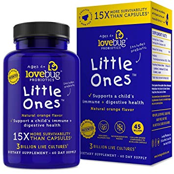 Lovebug Little Ones Probiotics for Kids, 60 Easy-to-Swallow Spheres, Childrens Probiotics Supplement for Children Ages 4 and Up - Recommended (120)