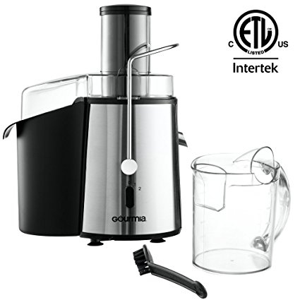 Gourmia GJ-750 Wide Mouth Fruit and Vegetable Centrifugal Juicer Juice Extractor with Multiple Settings, Stainless Steel, 850W, Silver/Black