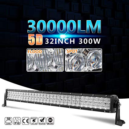 Autofeel 32" Led Light Bar 300W 30000LM 5D Cree Flood Spot Combo Beam for Off-Road Jeep SUV UTE ATV Golf 4WD Truck Boat