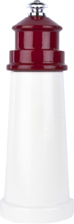 Fletchers' Mill Lighthouse Pepper Mill, White/Red - 6 Inch