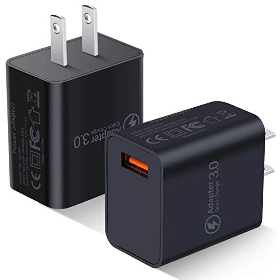 Quick Charge 3.0 Wall Charger,2-Pack 18W QC 3.0 USB Charger Adapter Fast Charging Block Compatible Wireless Charger Compatible with Samsung Galaxy S10 S9 S8 Plus S7 S6 Edge Note 9,LG,Kindle,Tablet