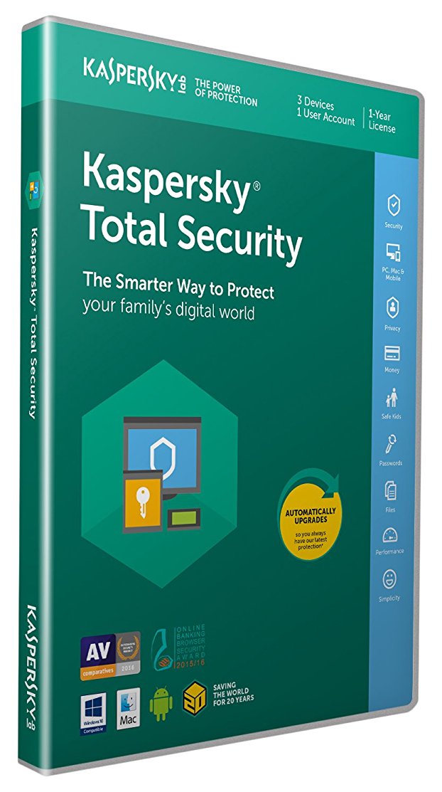 Kaspersky Total Security 2018 | 3 Devices | 1 Year | PC/Mac/Android | Download