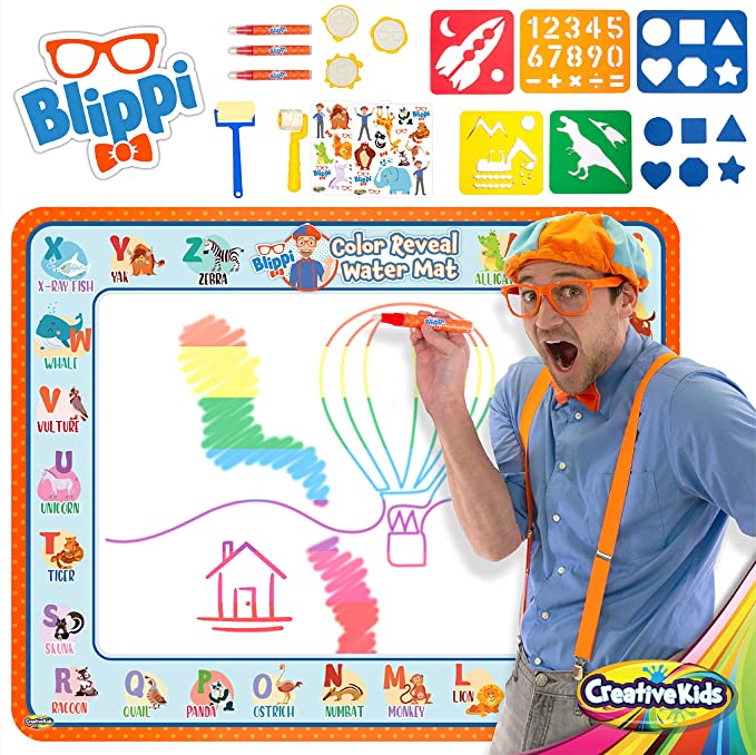 Creative Kids Blippi Water Doodle Mat Magic Water Drawing Mat with Hidden Colors - Magic Mat for Boys and Girls – Water Coloring Mat for Kids – 39.5 X 31.5 - 26 pcs – Ages 2 & Up